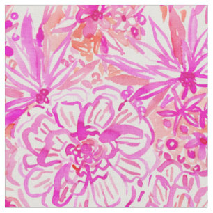 Tissu Aquarelle florale tropicale de rose