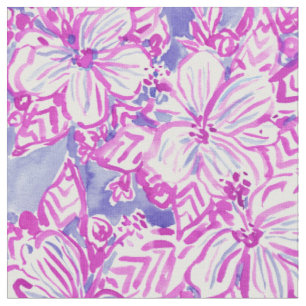Tissu Aquarelle florale tropicale pourpre de la KETMIE