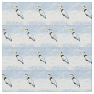 Tissu Aquarelle Grand Héron Bleu Art Oiseau