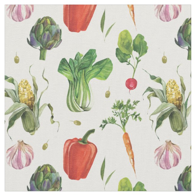 Tissu Aquarelle Légumes organiques (Fermer)