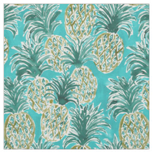 Tissu Aquarelle lunatique tropicale HEURE d'ANANAS