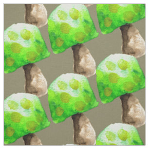 Tissu Aquarelle magique aux champignons verts