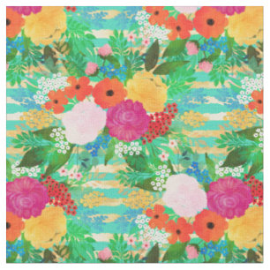 Tissu Aquarelle mignonne Rouge & Jaune Floral Biscay Ver