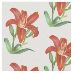 Tissu Aquarelle Orange Lily Illustration botanique