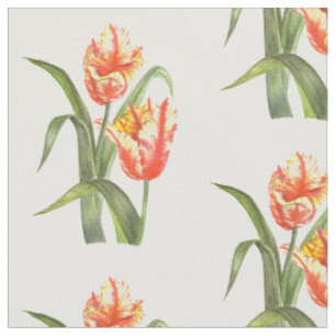 Tissu Aquarelle Perroquet jaune Tulipe Illustration flor