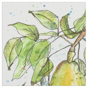 Tissu Aquarelle Poires Fruit