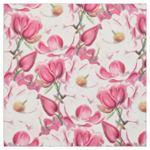 Tissu Aquarelle rose Magnolia Motif