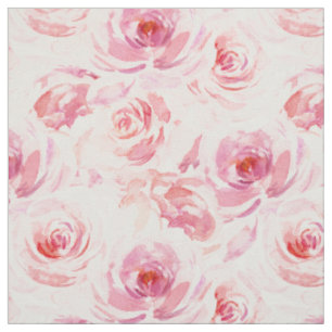 Tissu Aquarelle rose pâle Rose floral