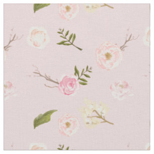 Tissu Aquarelle rose romantique de jardin florale