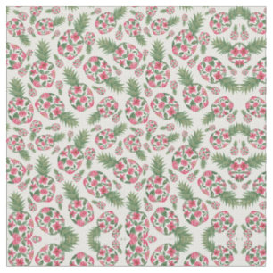 Tissu Aquarelle rose vert Motif d'ananas Floral