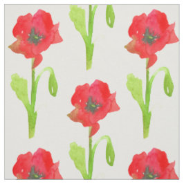 Tissu Aquarelle rouge à fleurs
