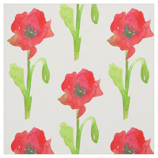 Tissu Aquarelle rouge à fleurs (Échantillon)