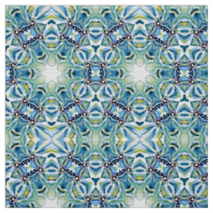 Tissu Aquarelle Sage Vert Perse Bleu Artdeco