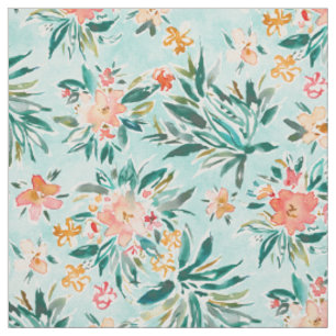 Tissu Aquarelle tropicale EMPORTÉE de pêche d'Aqua
