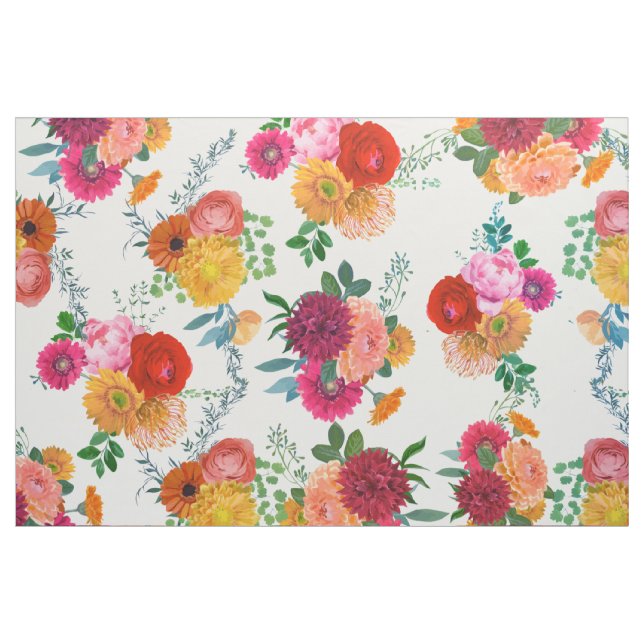 Tissu Aquarelles colorées modernes Fleurs (Yard)