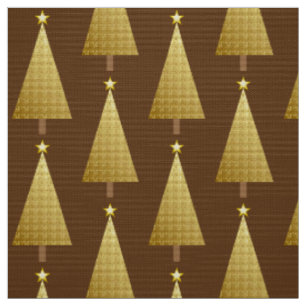 Tissu Arbre de Noël moderne en feuille d'or