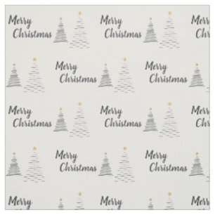 Tissu Arbres de Noël élégants noir et blanc