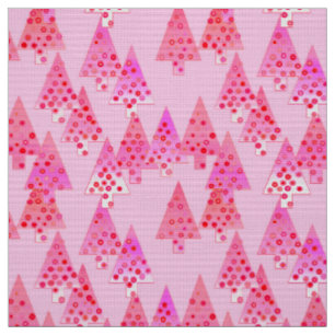 Tissu Arbres de Noël modernes de fleur - rose en pastel