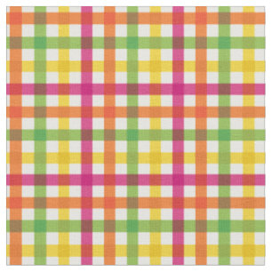 Tissu Arc-en-ciel orange, rose et jaune / Tartan