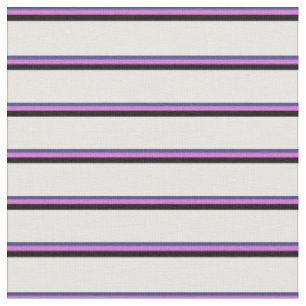 Tissu Ardoise foncée bleu, orchidée, lignes noires et bl
