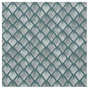 Tissu Argent Moderne Sarcelle Élégant Art Déco