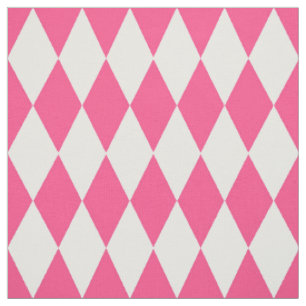 Tissu Arlequin rose blanc Diamants Checkers Design