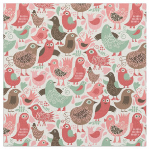 Tissu arrière - plan avec les oiseaux mignons