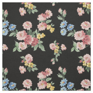 Tissu Arrière - plan floral et noir en pastel Girly