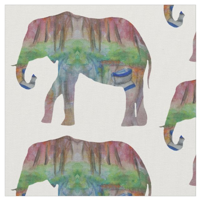 Tissu Art d'aquarelle d'éléphant (Fermer)