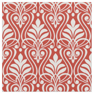 Tissu Art Déco Motif 01 - Blanc sur Perse Rouge