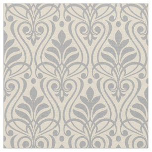 Tissu Art Déco Motif 01 - Espagnol gris sur blanc
