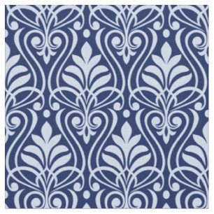 Tissu Art Déco Motif 01 - Lavande bleu sur bleu foncé