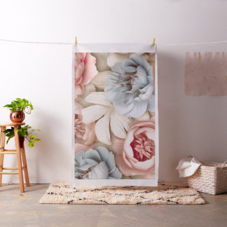 Tissu Art floral au blush doux et à la pivoine bleue