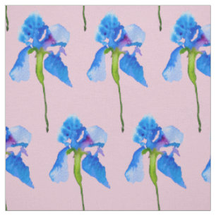 Tissu Art floral moderne d'aquarelle d'iris bleu