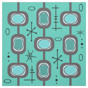 Tissu Art géométrique de l'ère spatiale Aquamarine