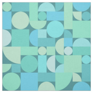 Tissu Art géométrique rétro Océan Turquoise