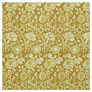 Tissu Art Nouveau Carnation Damas, moutarde et jaune