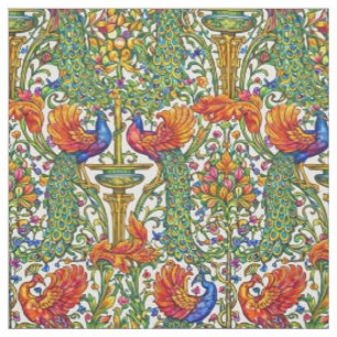 Tissu Art Nouveau Rétro Paons & Fruits par Walter Crane