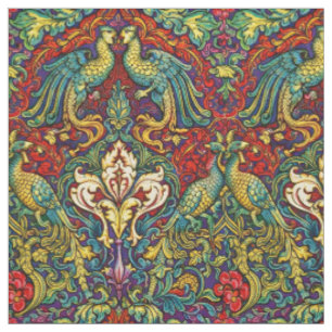 Tissu Art Nouveau Rétro Paons & Oiseaux par Walter Crane
