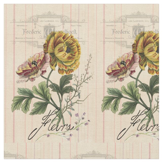 Tissu Art numérique Fleurs vintages (Fermer)
