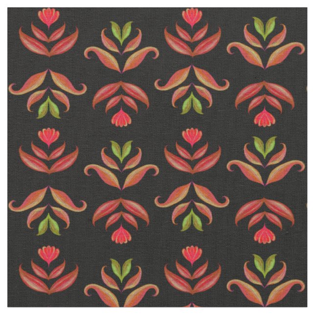 Tissu Art populaire foncé Floral Imprimer Cosy Rustique  (Fermer)