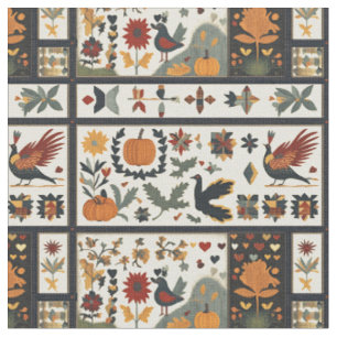 Tissu Art populaire Motif de courtepointe d'automne Ré