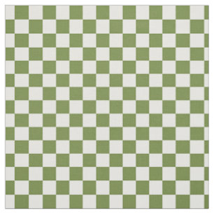Tissu Art populaire olive damier - Vert & ivoire