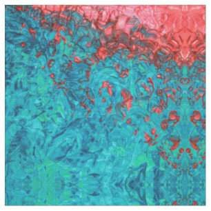 Tissu Artiste Neon Orange Turquoise Vert Acrylique Peint