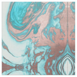 Tissu Artsy Chic Rose Gold Aqua Mint Blue Marble Motif