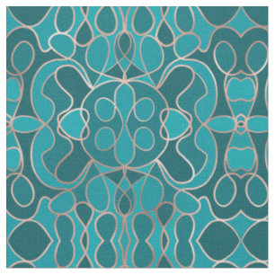 Tissu Artsy moderne bleu Rose or géométrique