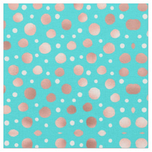 Tissu Artsy moderne Rose or Pois Turquoises