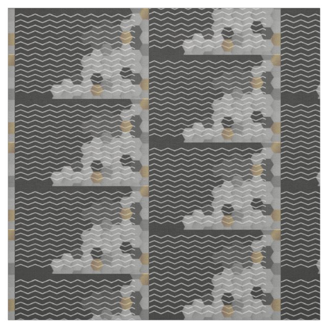 Tissu Astract Géométrique Chevron gris Hexagon jaune (Échantillon)