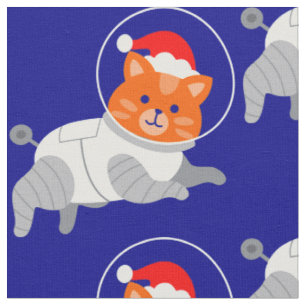 Tissu astronaute chat laid noël père Noël