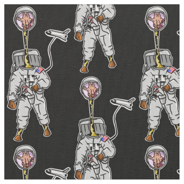Tissu astronaute drôle de girafe (Fermer)